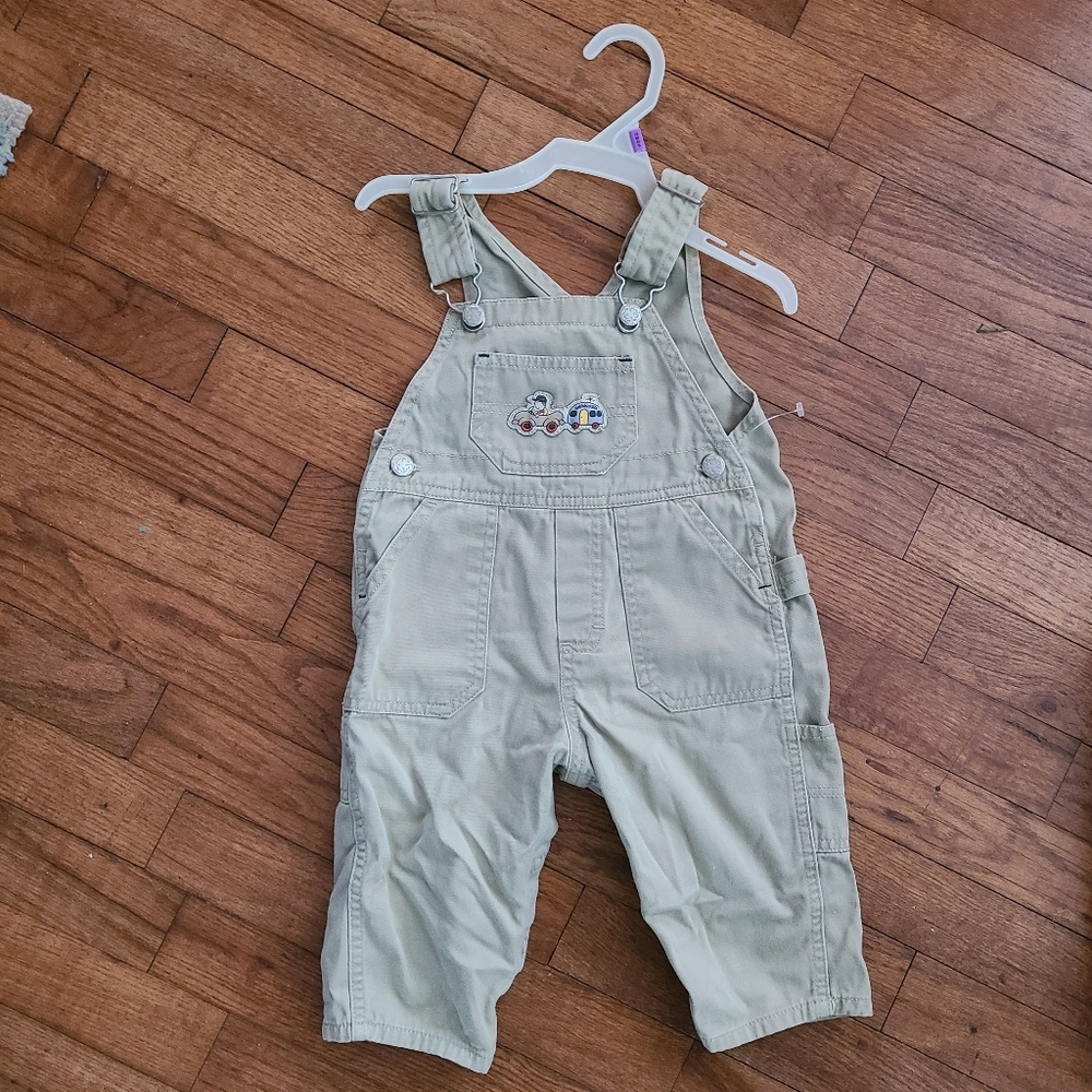 Vintage Y2K Overalls‎ baby nwot OSHKOSH TAN OVERALLS BABY 12 months - Picture 3 of 10